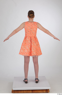 Selin drape dressed orange short dress standing whole body 0013.jpg